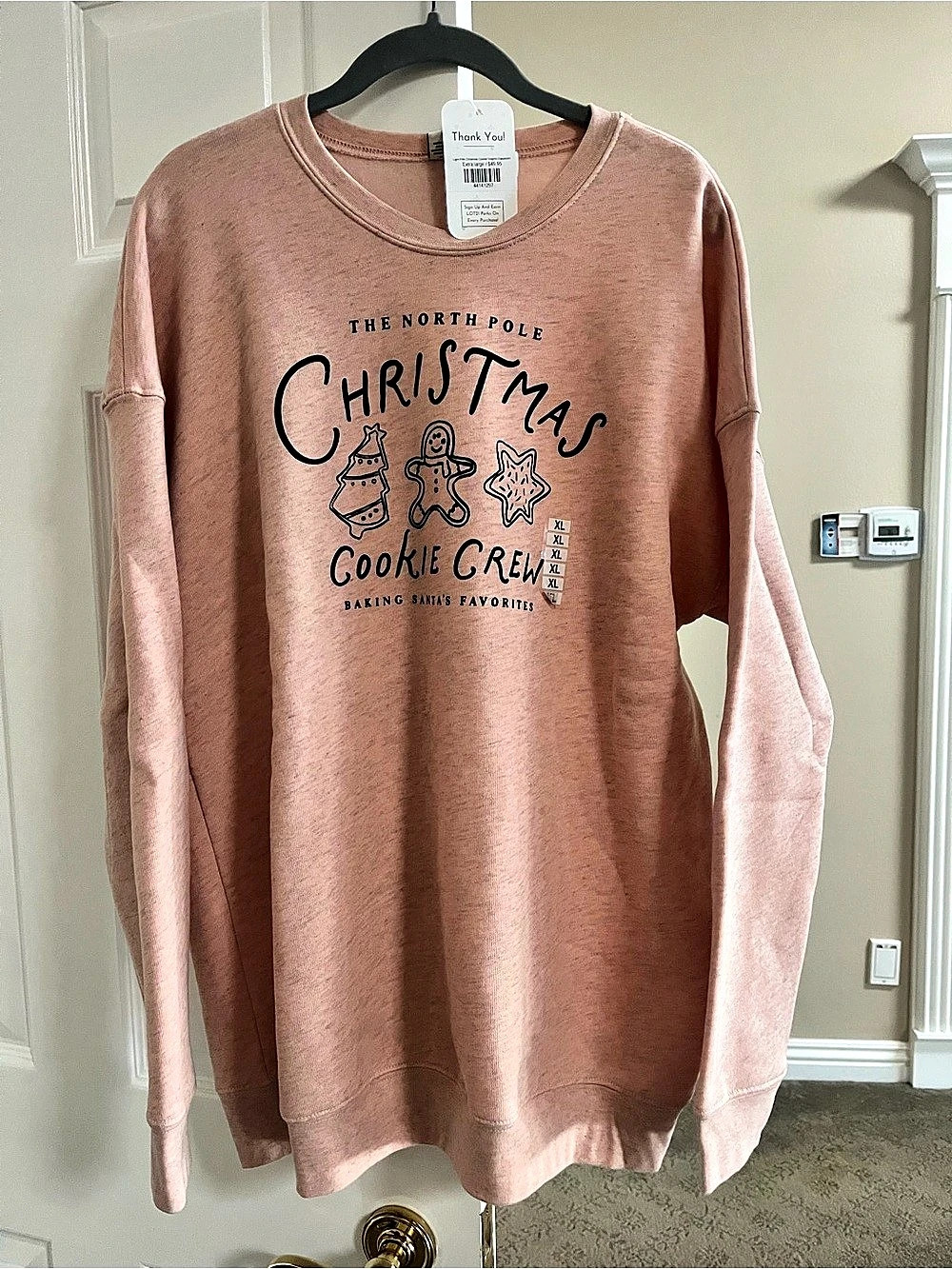 Light Pink Christmas Cookie Baking Graphic Sweatshirt XL